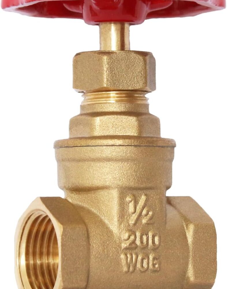 1/2" NPT Gate Valve, Heavy Duty, Brass, Female x Female Thread, DN15