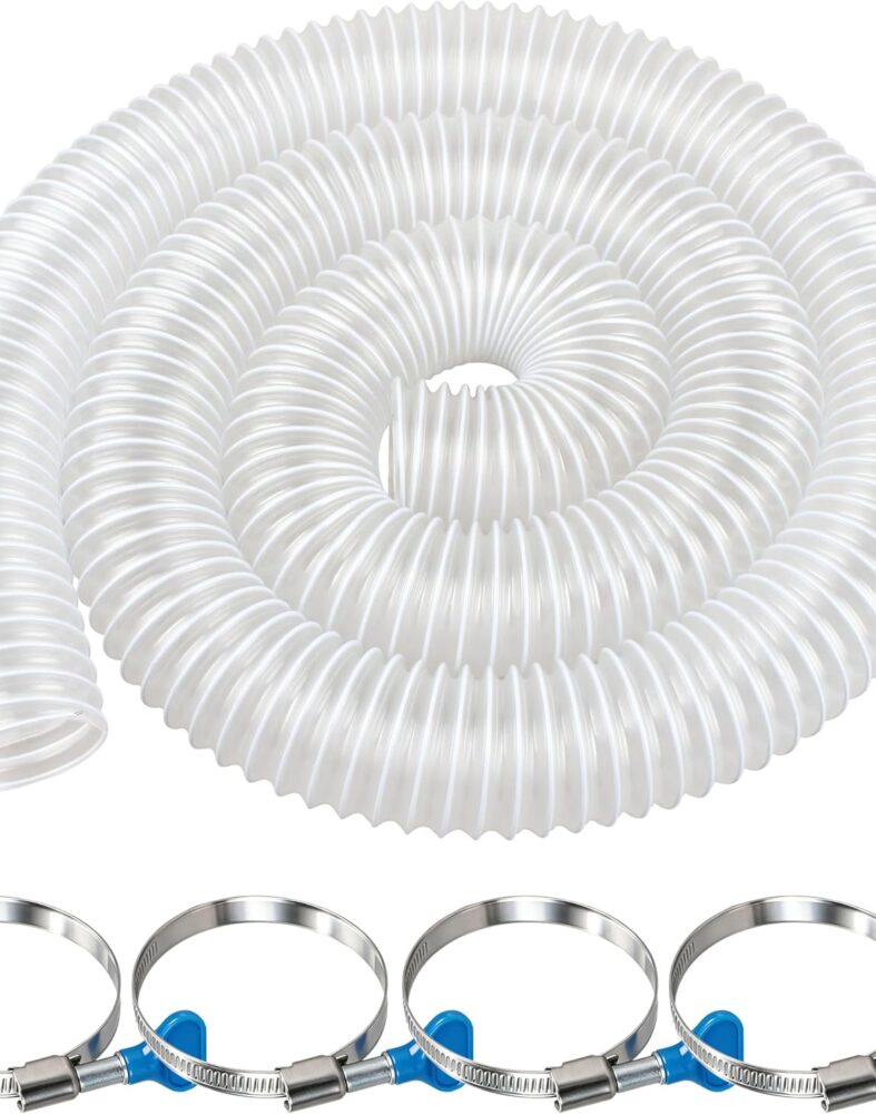 2-1/2" x 20 Ft Clear PVC Dust Collection Hose with Clamps